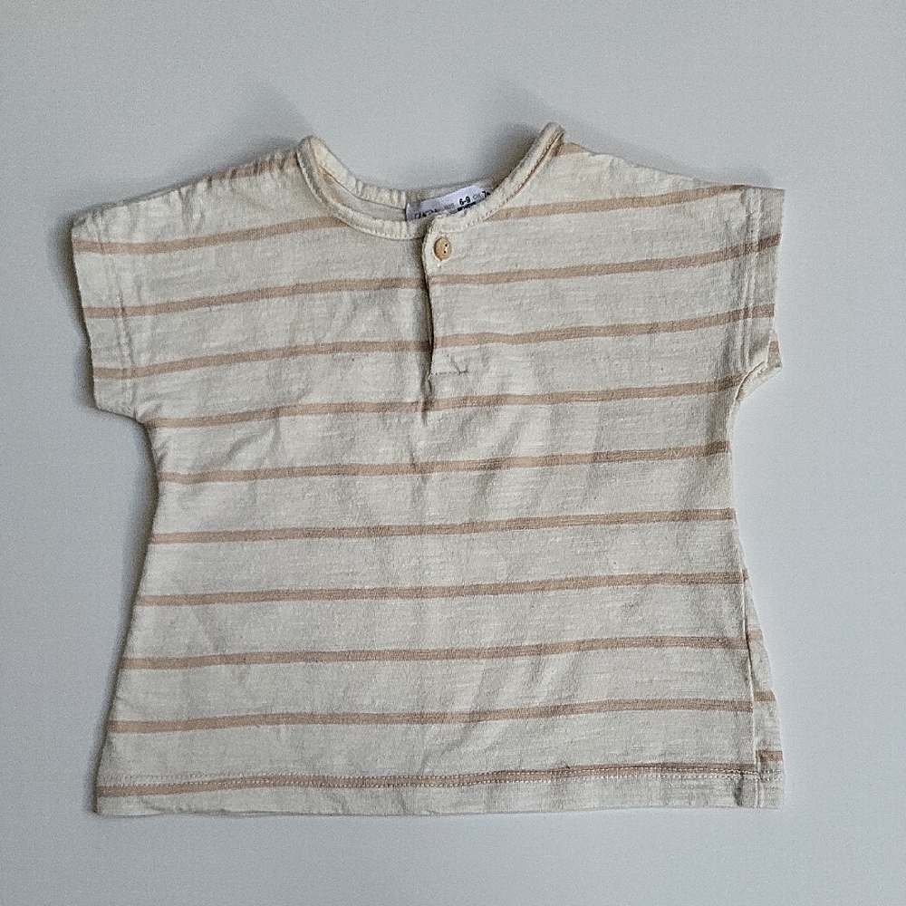 Striped Kids Shirt - Cream and Tan